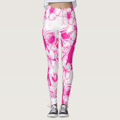 Rosa Blütenschädel Leggings (Vorderseite)
