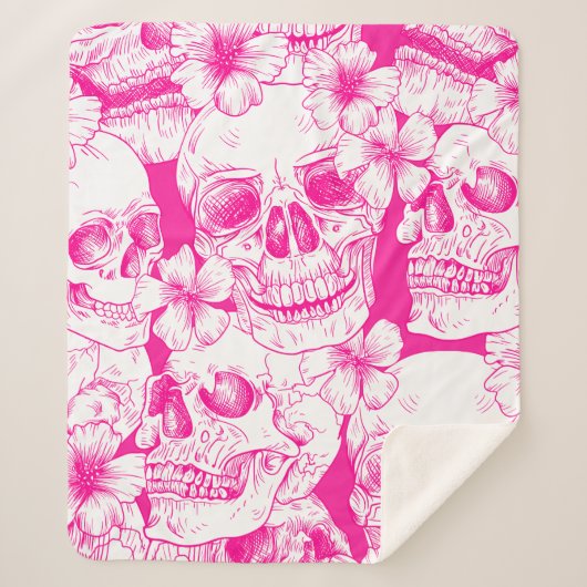 Rosa Blütenschädel Sherpadecke (Vorderseite)