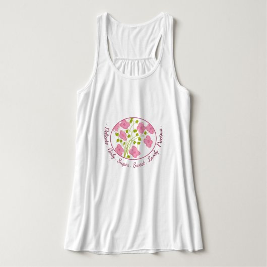 Rosa Blütenschlampe Tank Top (Design Vorderseite)