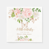 Rosa Blütenschmetterling Babydusche Napkins Serviette (Vorderseite)