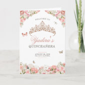 Rosa Blütenschmetterling Quinceañera Programm (Vorderseite)