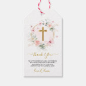 Rosa Blütenschmetterling-Taufe Geschenkanhänger (Vorderseite)