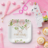 Rosa Blütenschmetterlingsdusche Pappteller (Party)