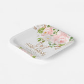 Rosa Blütenschmetterlingsdusche Pappteller (Gewinkelt)