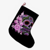 Rosa Blütenschwarzer Zucker-Schädeltag der Toten Großer Weihnachtsstrumpf (Vorderansicht (hängend))
