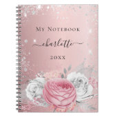 Rosa Blütensilber-Glitzer-Staubzettel Notizblock (Vorderseite)