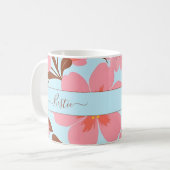 Rosa Blütenstimmung - Pastel Vibes-Retro Blume Kaffeetasse (Vorderseite Links)