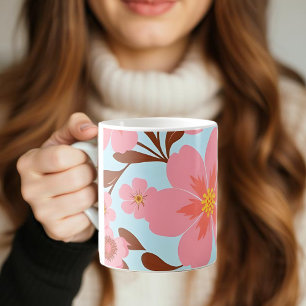 Rosa Blütenstimmung - Pastel Vibes-Retro Blume Kaffeetasse
