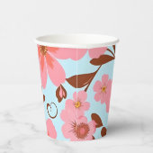 Rosa Blütenstimmung - Pastel Vibes-Retro Blume Pappbecher (Rechts)