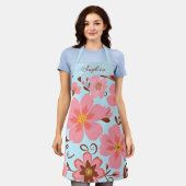 Rosa Blütenstimmung - Pastel Vibes-Retro Blume Schürze (Getragen)