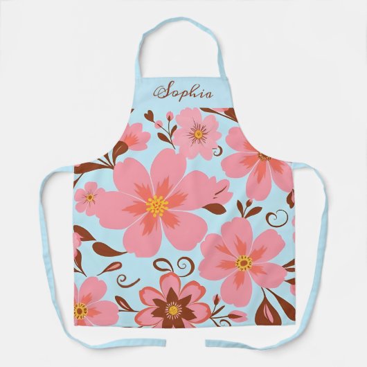 Rosa Blütenstimmung - Pastel Vibes-Retro Blume Schürze (Vorderseite)