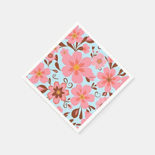Rosa Blütenstimmung - Pastel Vibes-Retro Blume Serviette (Ecke)