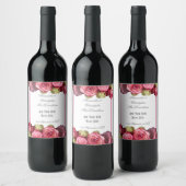 Rosa Blütenstrasse Weinetikett (Flaschen)