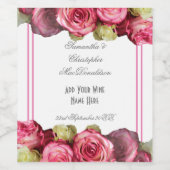 Rosa Blütenstrasse Weinetikett (Einzelnes Label)