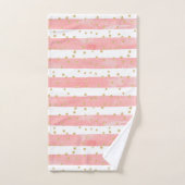 Rosa Blütenstreifen | Imitate Gold Confetti Badhandtuch Set (Handtuch)