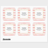 Rosa Blütenstreifen | Imitate Gold Confetti Busine Quadratischer Aufkleber (Blatt)