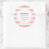 Rosa Blütenstreifen | Imitate Gold Confetti Candle Runder Aufkleber (Tasche)