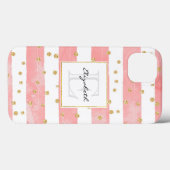 Rosa Blütenstreifen | Imitate Gold Confetti Case-Mate iPhone Hülle (Rückseite (Horizontal))