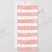 Rosa Blütenstreifen | Imitate Gold Confetti Einladung (Rückseite)