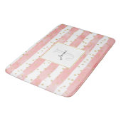 Rosa Blütenstreifen | Imitate Gold Confetti Monogr Badematte (Schrägansicht)