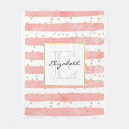 Rosa Blütenstreifen | Imitate Gold Confetti Monogr Fleecedecke