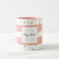 Rosa Blütenstreifen | Imitate Gold Confetti Monogr
