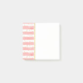 Rosa Blütenstreifen | Imitate Gold Confetti Post-it Klebezettel (Vorderseite)