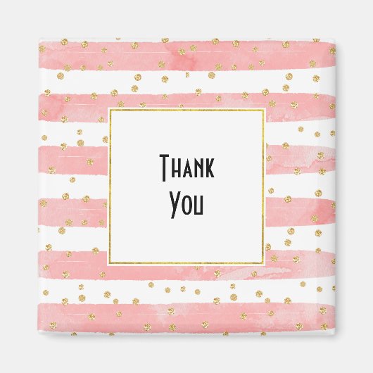 Rosa Blütenstreifen | Imitate Gold Confetti Vielen Magnet (Vorne)