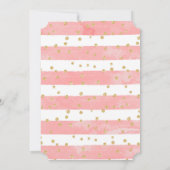 Rosa Blütenstreifen mit goldenem Confetti Geburtst Save The Date (Rückseite)