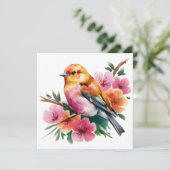 Rosa Blütenvogel Einladung (Stehend Vorderseite)