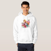 Rosa Blütenvogel Hoodie (Vorne ganz)