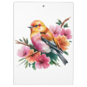 Rosa Blütenvogel Klemmbrett (Rückseite)