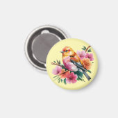 Rosa Blütenvogel Magnet (Vorderseite/Rückseite)