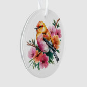 Rosa Blütenvogel Ornament (Vorderseite)