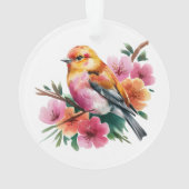 Rosa Blütenvogel Ornament (Rückseite)