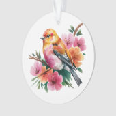 Rosa Blütenvogel Ornament (Vorderseite)