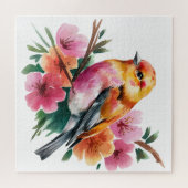 Rosa Blütenvogel Puzzle (Horizontal)