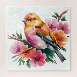 Rosa Blütenvogel Puzzle