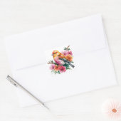 Rosa Blütenvogel Quadratischer Aufkleber (Umschlag)