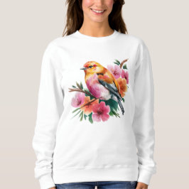 Rosa Blütenvogel Sweatshirt