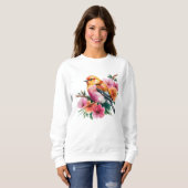 Rosa Blütenvogel Sweatshirt (Vorne ganz)