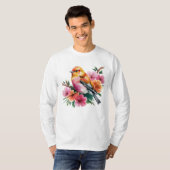 Rosa Blütenvogel T-Shirt (Vorne ganz)