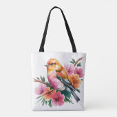 Rosa Blütenvogel Tasche (Rückseite)