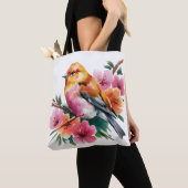 Rosa Blütenvogel Tasche (Von Nahem)