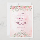 Rosa Blütenvorlage, bearbeitbare Einladung (Vorderseite)