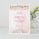 Rosa Blütenvorlage, bearbeitbare Einladung (Stehend Vorderseite)