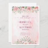 Rosa Blütenvorlage, bearbeitbare Einladung (Vorne/Hinten)