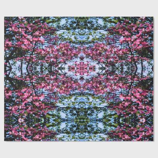 Rosa Blütenwald Geschenkpapier (Flach)