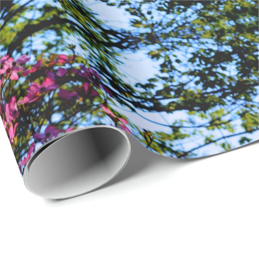 Rosa Blütenwald Geschenkpapier (Rolleneckpunkt)