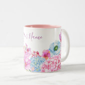 Rosa Blütenzweig mit Vogel Zweifarbige Tasse (VorderseiteRechts)